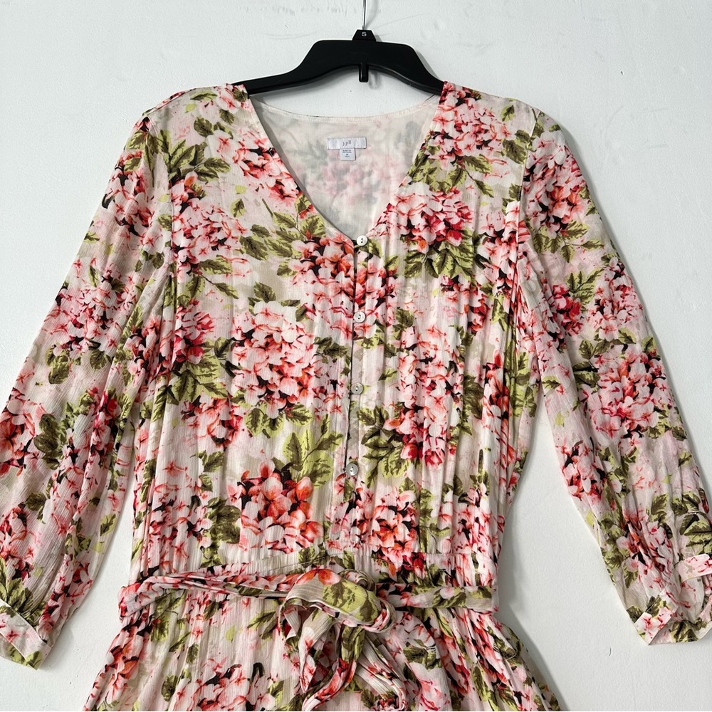 J Jill Pebble Hydrangea Garden Dip Hem Midi Dress - Picture 7 of 13